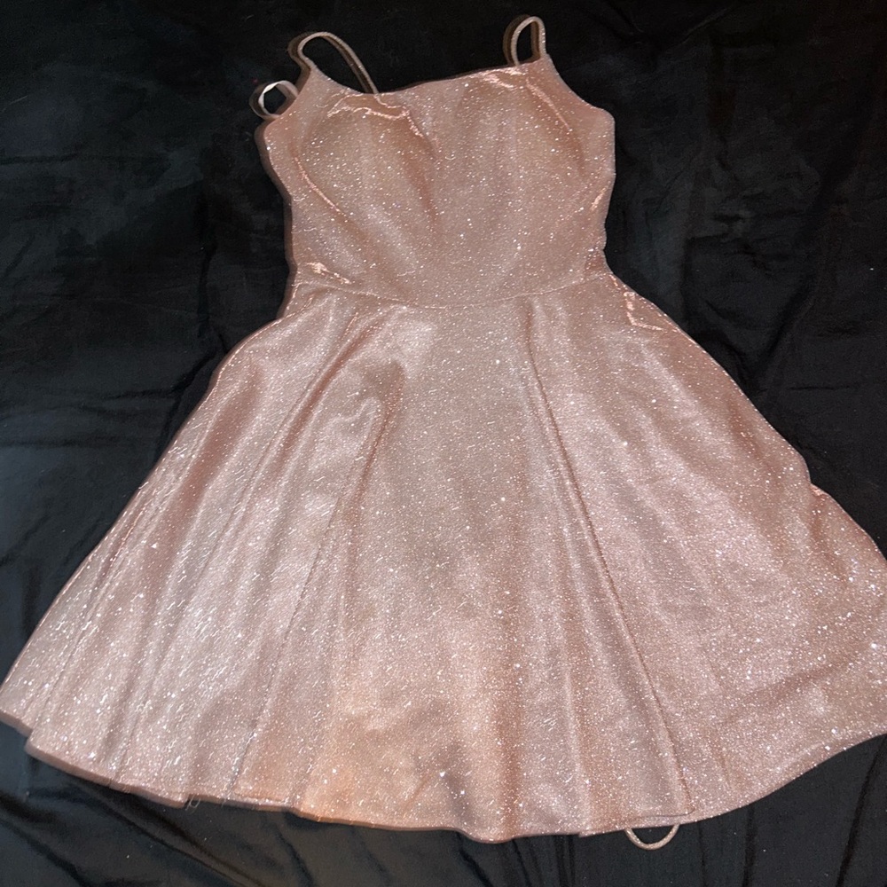 Sparkly pink formal dress.